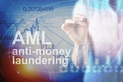 A graphic that says, "AML Anti-Money Laundering".